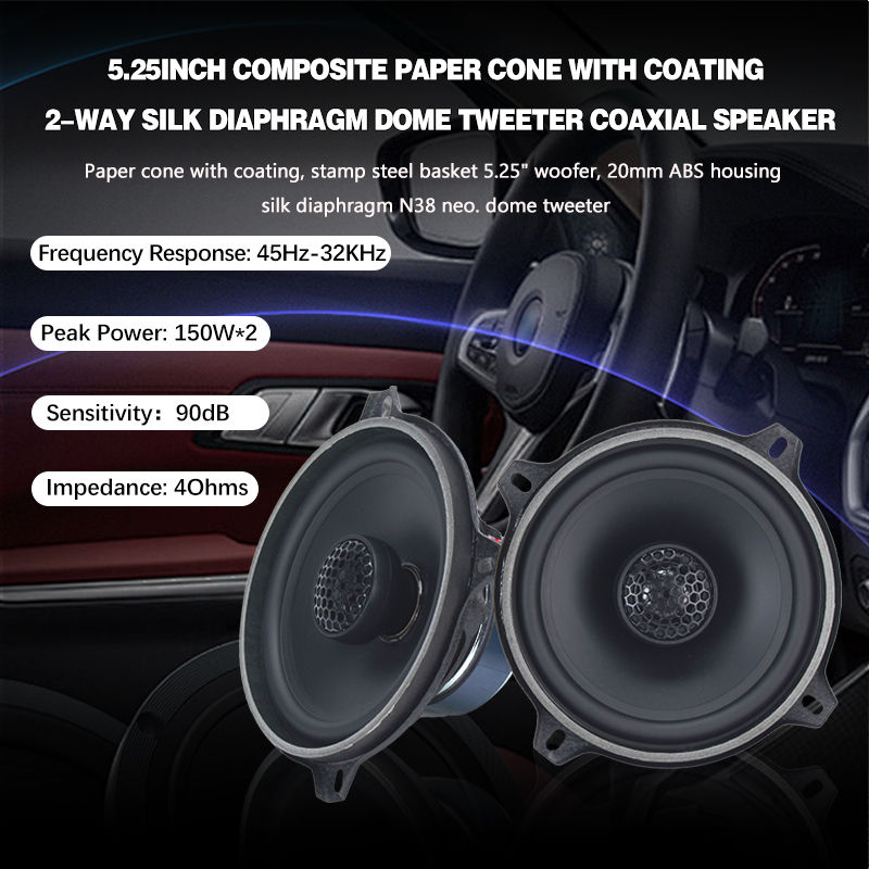 Car Audio Tweeter Silk Dome - Moc nominalna 50W*2, 5,25-calowe 2-drożne wysokiej