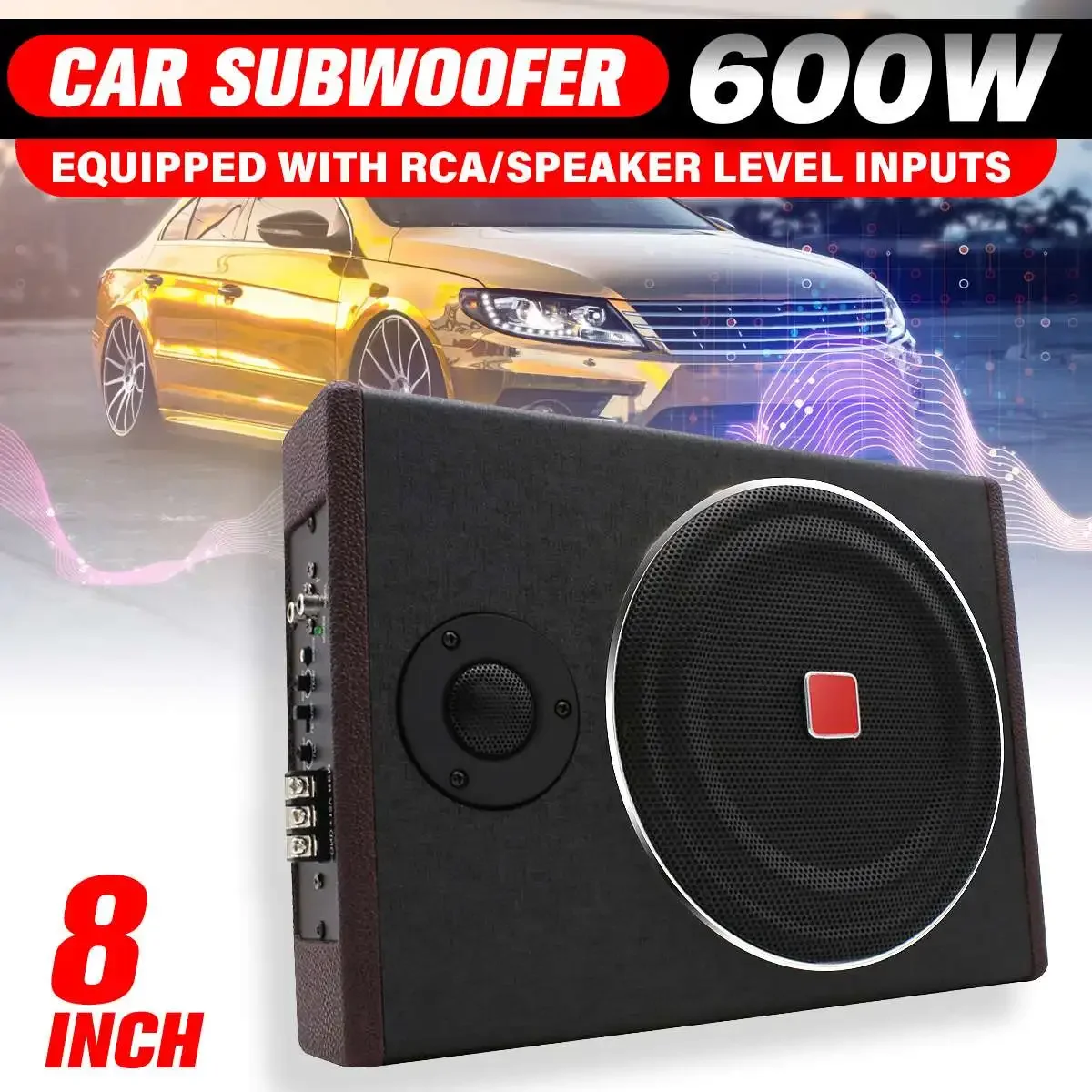 Under Seat Subwoofer Slim 8 Inch - 8-calowy subwoofer samochodowy 600W, aktywny, pod